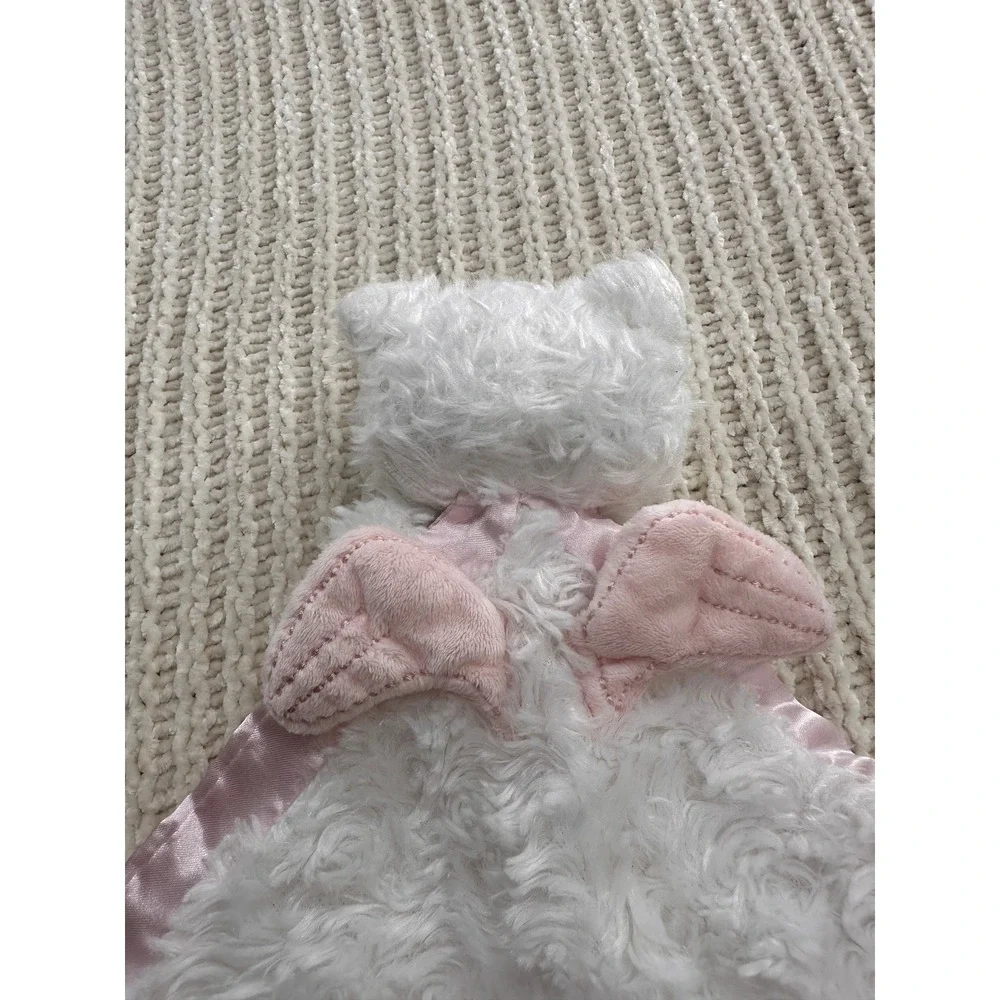Demdaco White Bear Angel Wings Pink Cross Baby‎ Security Blanket Lovey Baptism